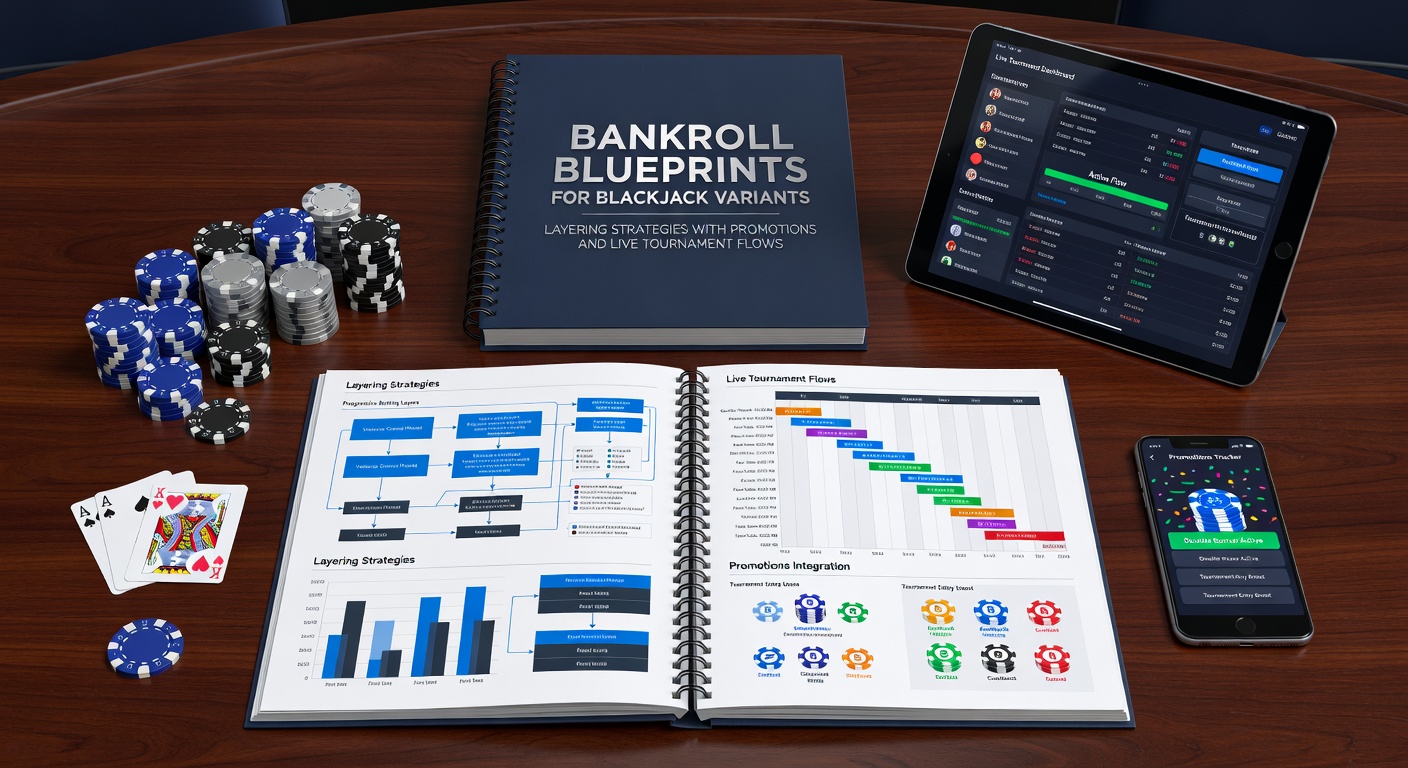 Grafiek met bankroll-groei in blackjack-varianten tijdens live toernooien, inclusief promotielagen