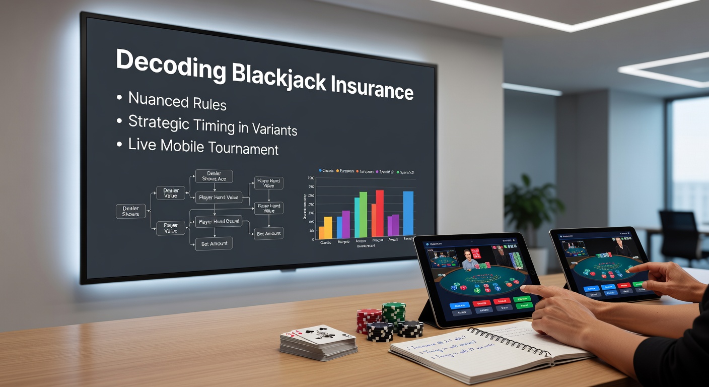 Mobiele blackjack toernooi interface met insurance bet geactiveerd tijdens een live dealer sessie op een smartphone scherm