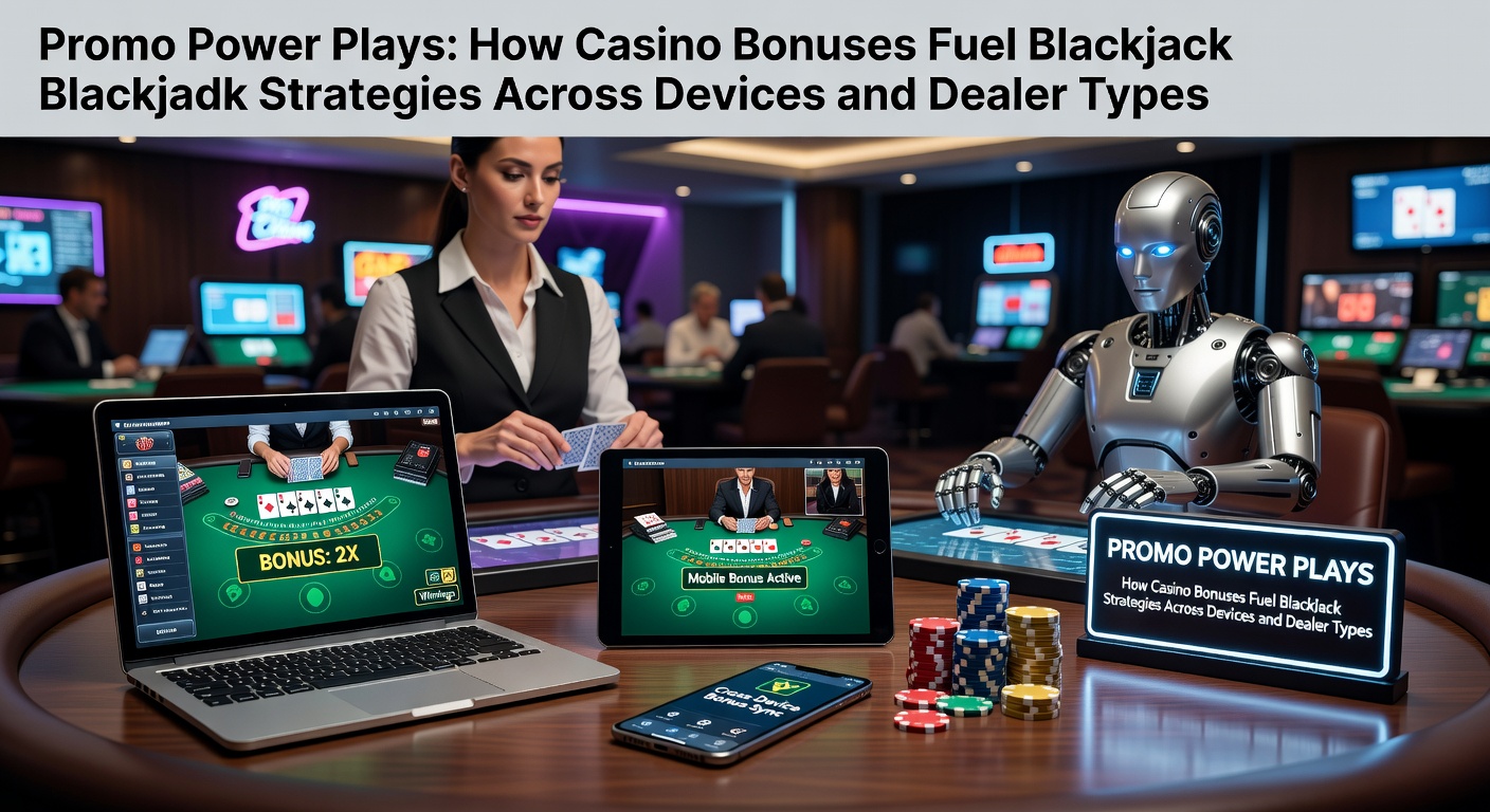Speler aan een blackjacktafel met bonusiconen die oplichten op mobiel en desktop schermen, symboliserend promotiekracht in actie