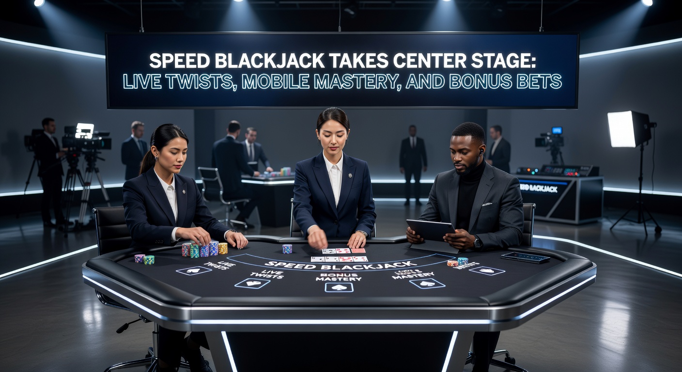 Dealer deelt kaarten uit in een snelle live Speed Blackjack-sessie op een digitaal scherm met spelerskaarten en side bets zichtbaar