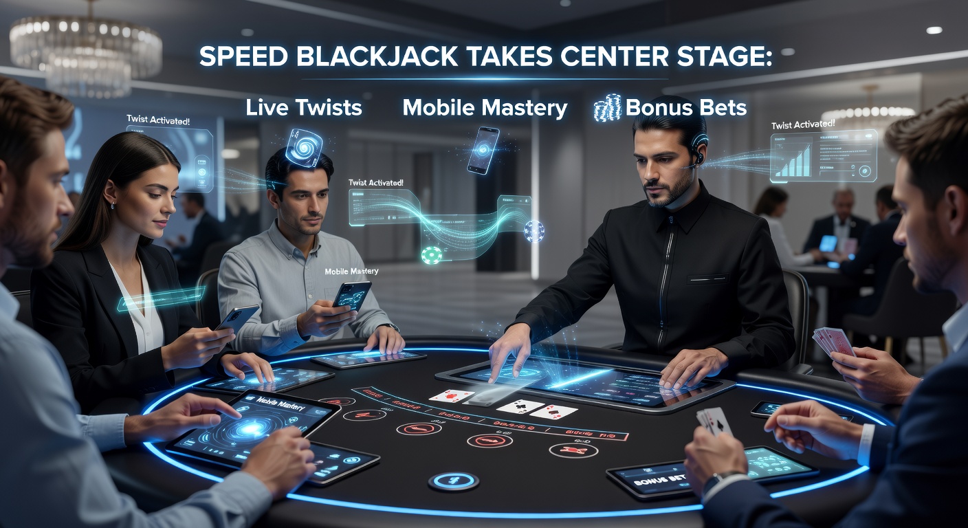 Mobiele Speed Blackjack op een smartphone met live dealer in beeld, bonus bet-opties geactiveerd en snelle kaartenanimaties
