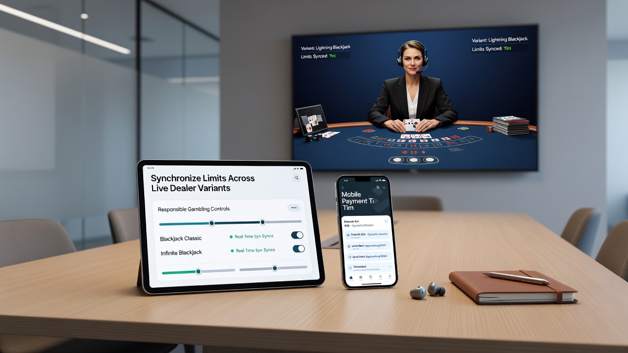 Mobiele app interface voor blackjack met limietinstellingen en betalingsbevestiging