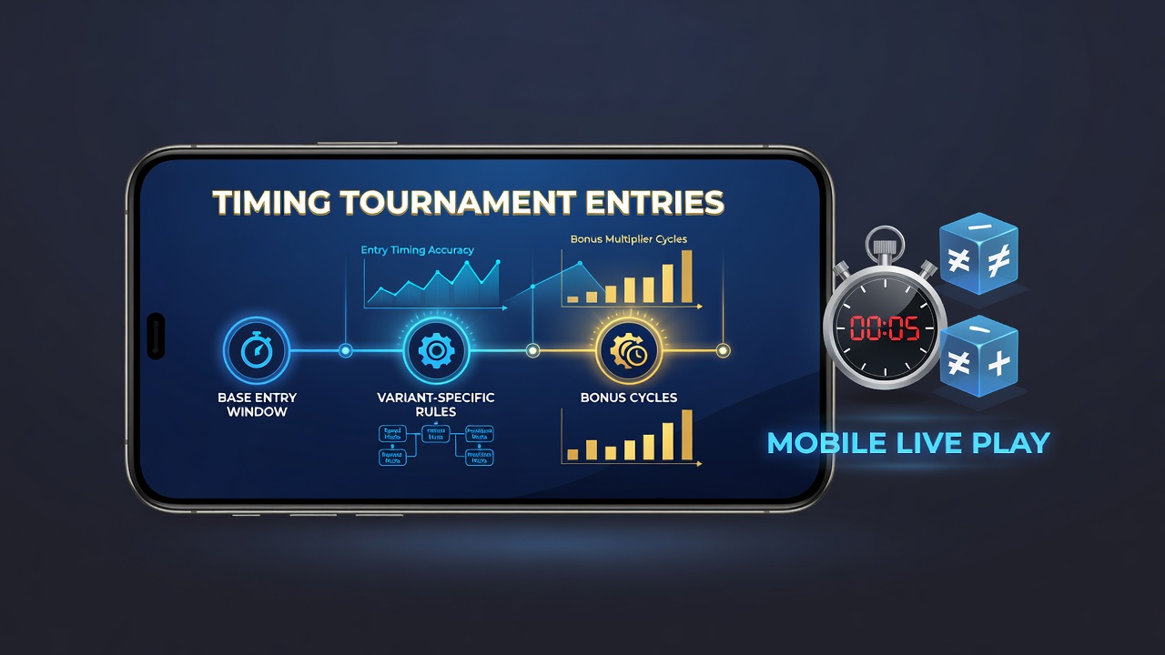 Mobiele live blackjack toernooi interface met variant regels en bonus cycli