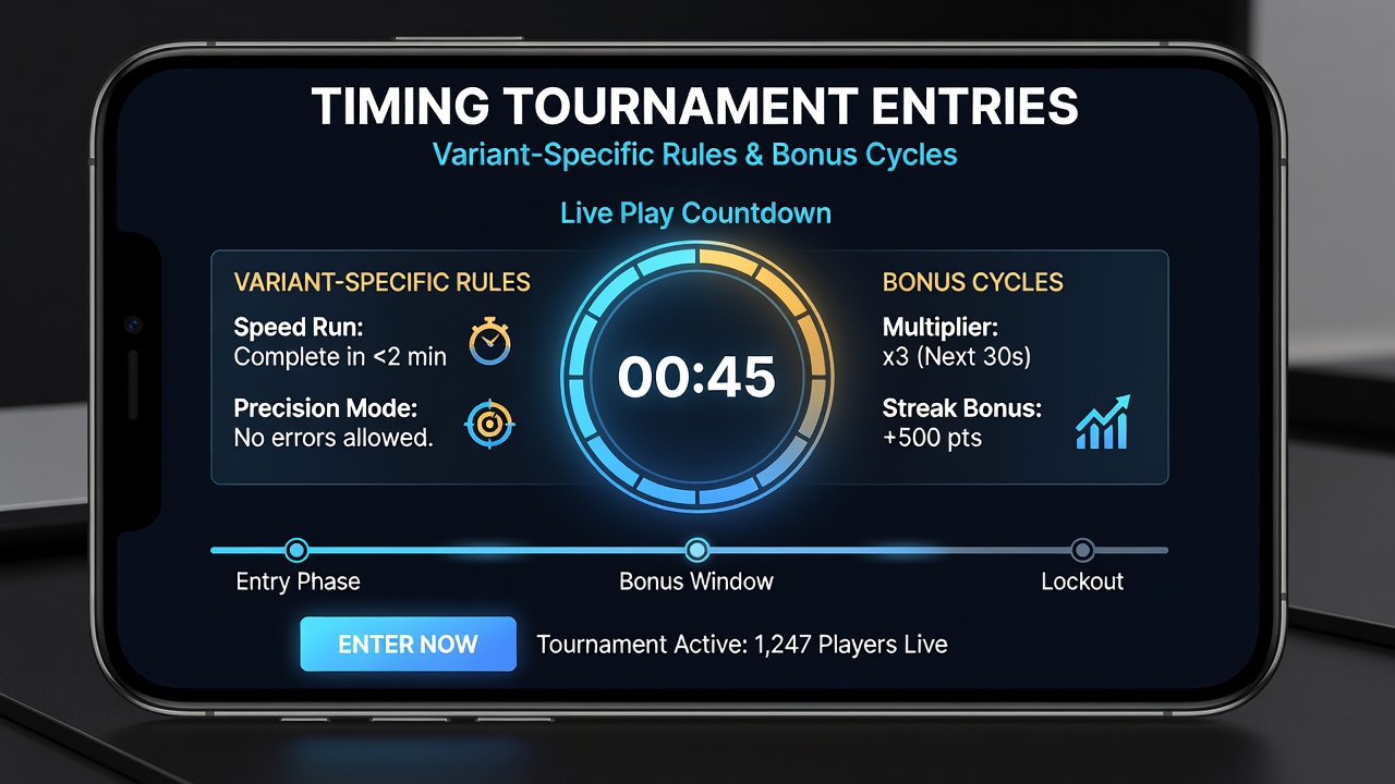 Grafiek van bonuscycli en toernooi timing in mobiele live play