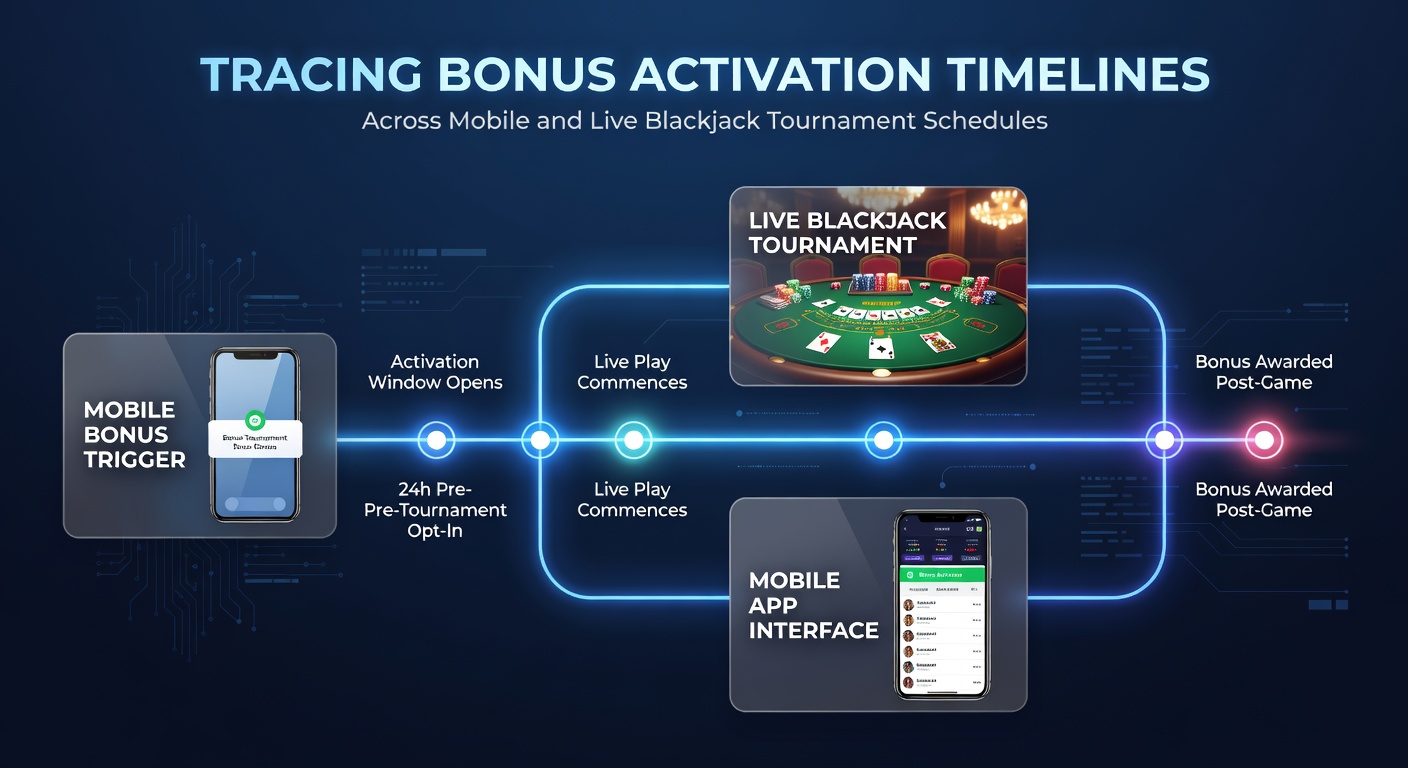 Schema van bonusactiveringstijden voor mobiele en live blackjacktoernooien met tijdlijnen en promotiedetails