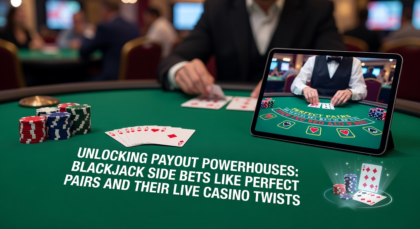 Blackjacktafel met Perfect Pairs side bet in actie tijdens een live sessie